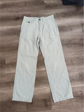 VTG Lacoste Linen Blend Mens Chino Pants Casual Trousers Khaki Size 30X27